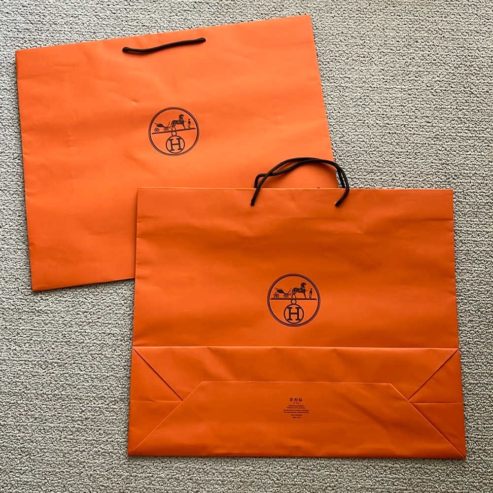 Set of 2 - Hermes shopping bag (23.5in x 19.25in)